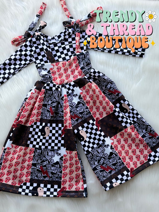 checkers pants romper