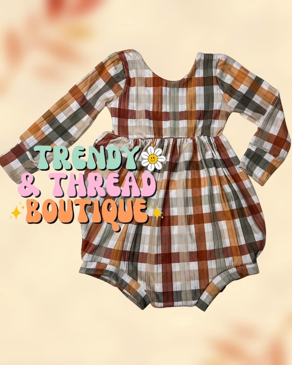 Plaid bubble romper